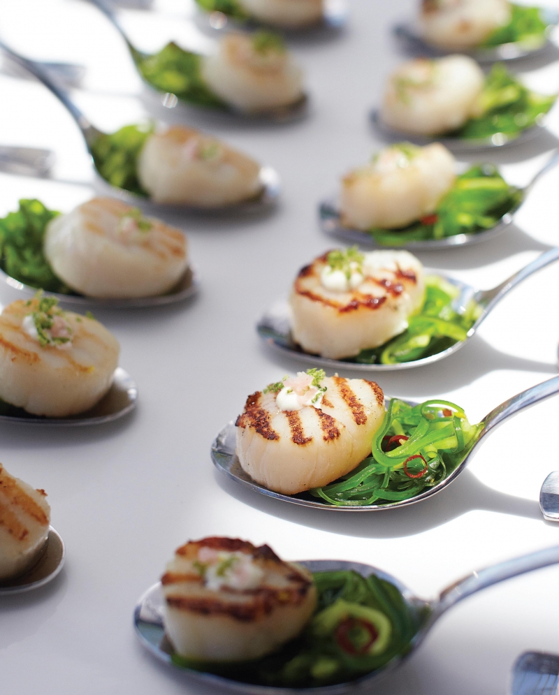 Silver Spoon Scallops with Japanese Salad and Wasabi Lime Cream | Anna Gare Official Website